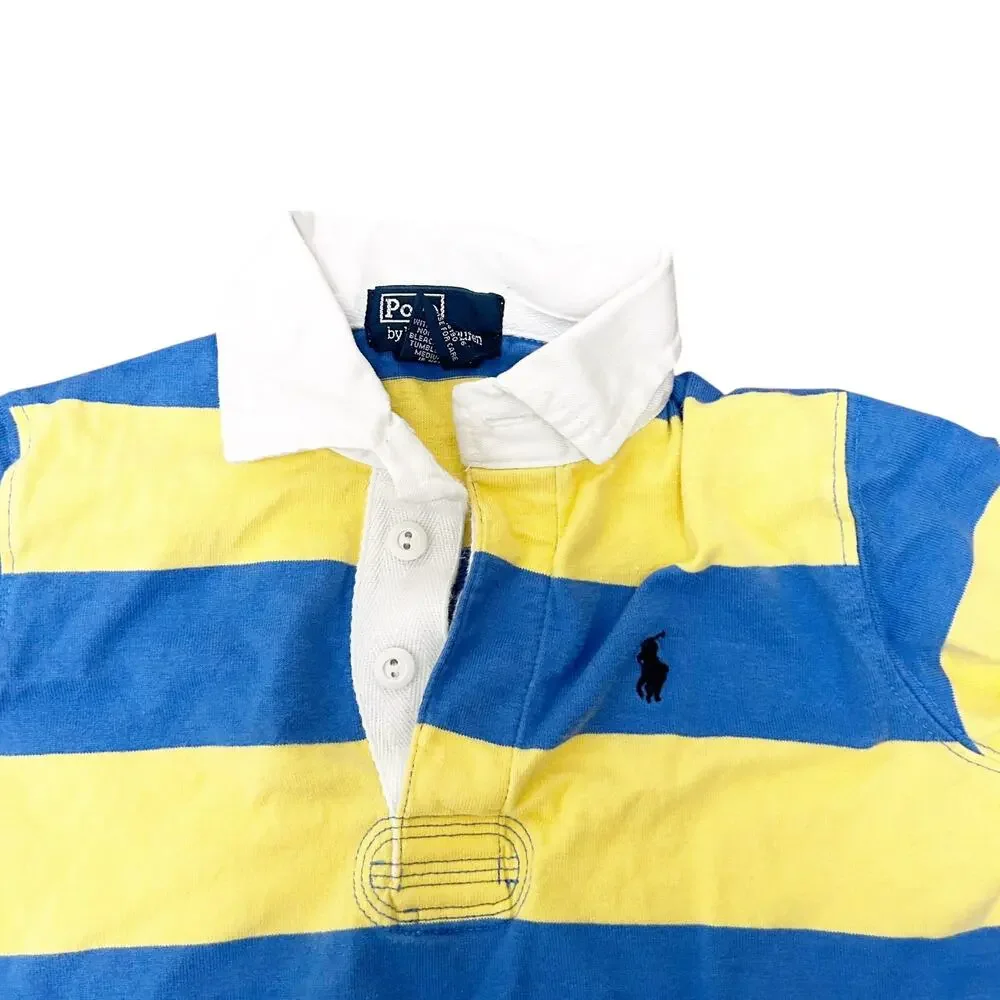Polo Ralph Lauren Blue Yellow Striped One Piece Outfit Sz 24M